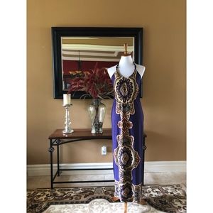 Beautiful Open Back Purple Halter Maxi Dress